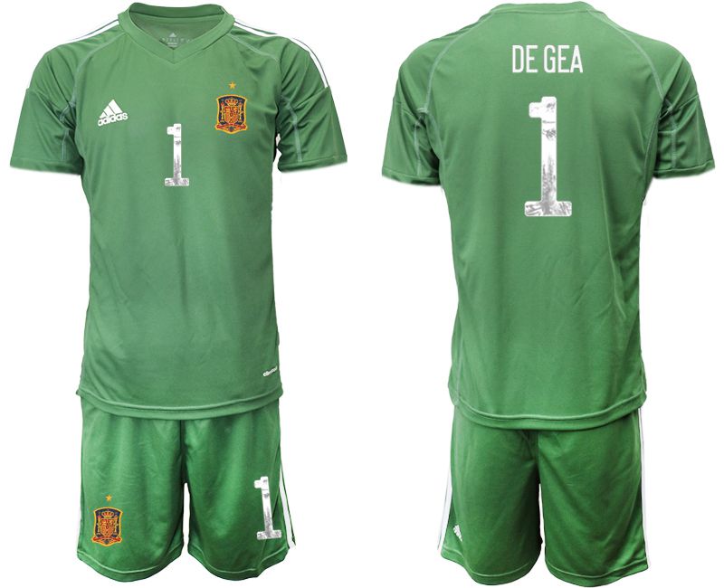 Men 2021 World Cup National Spain army green goalkeeper #1 Soccer Jerseys